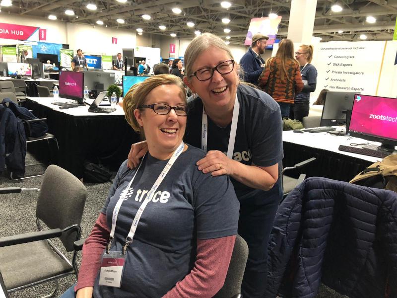 Diane and Pamela Moore at Rootstech with Trace (Feb 2019)